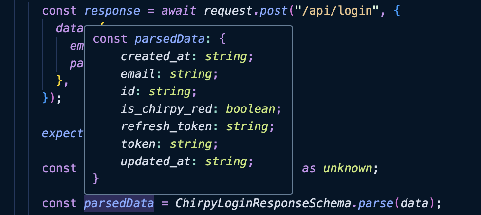 Example of API resp typing